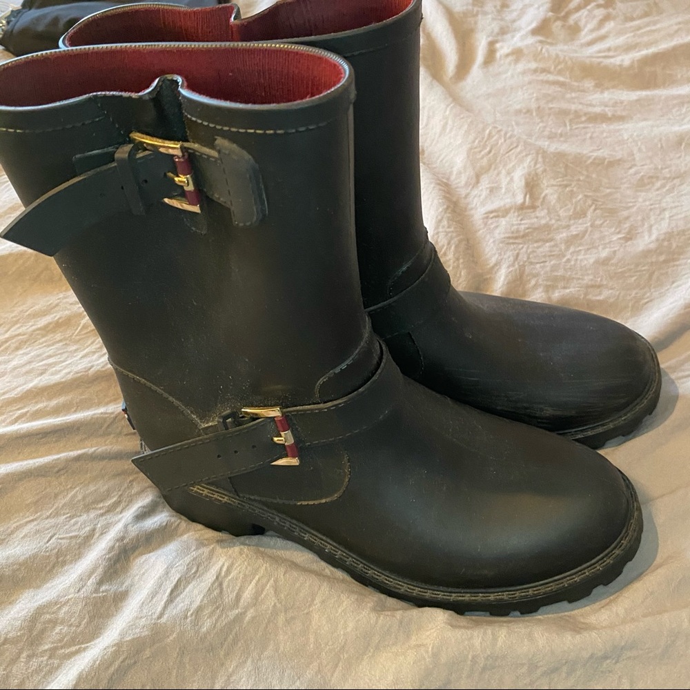 Black Tommy Hilfiger Buckle Rain Boots - Picture 4 of 6